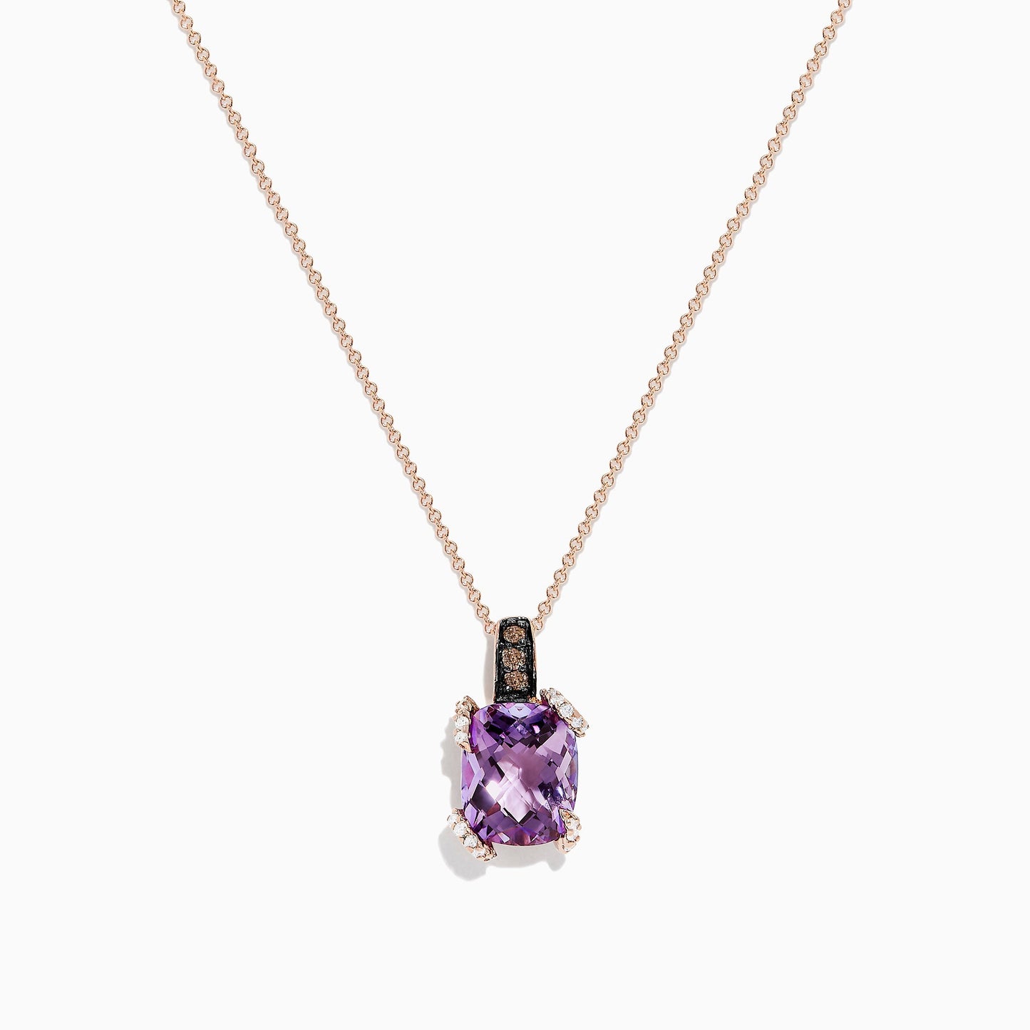 14K Rose Gold Amethyst and Diamond Pendant, 3.92 TCW