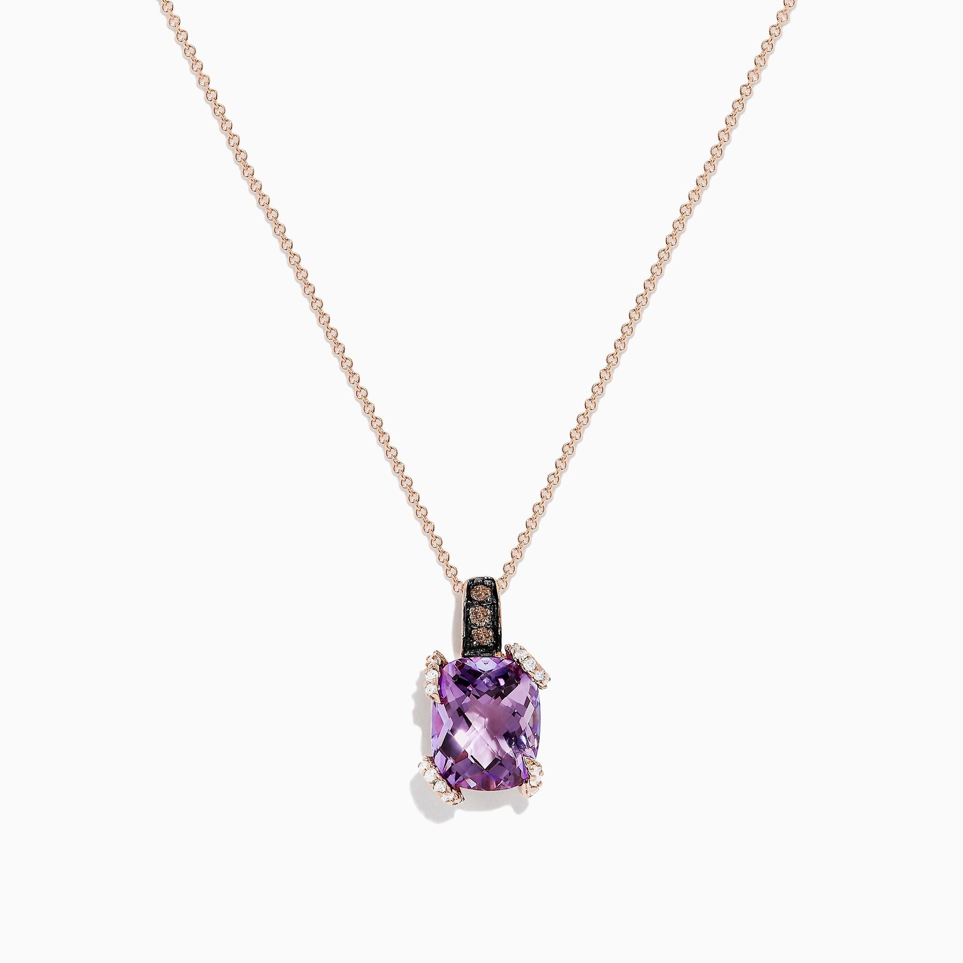 14K Rose Gold Amethyst and Diamond Pendant, 3.92 TCW