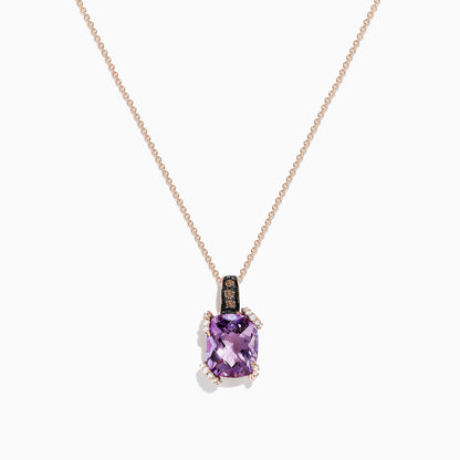 14K Rose Gold Amethyst and Diamond Pendant, 3.92 TCW