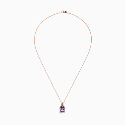 14K Rose Gold Amethyst and Diamond Pendant, 3.92 TCW