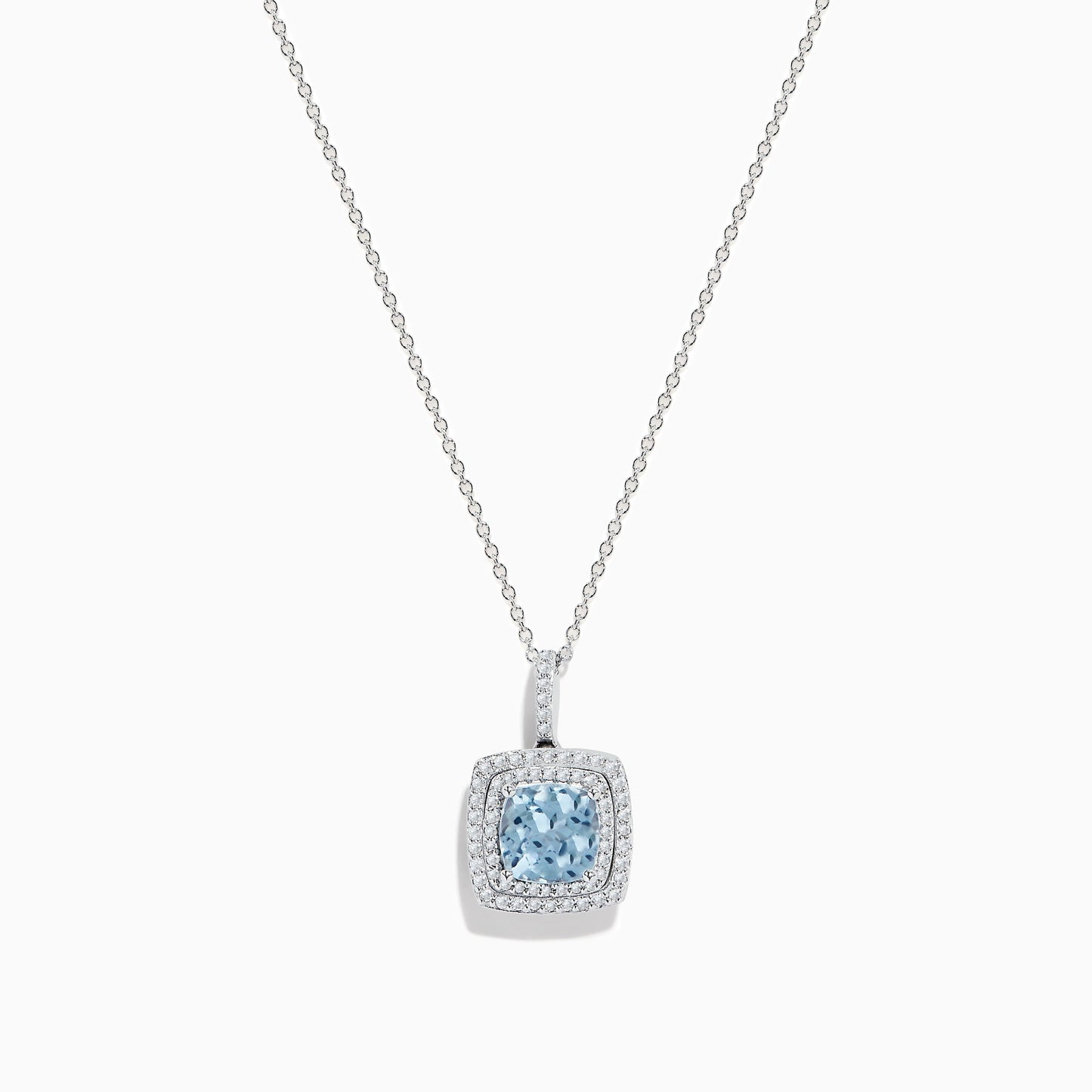 Aquarius 14K White Gold Aquamarine and Diamond Pendant