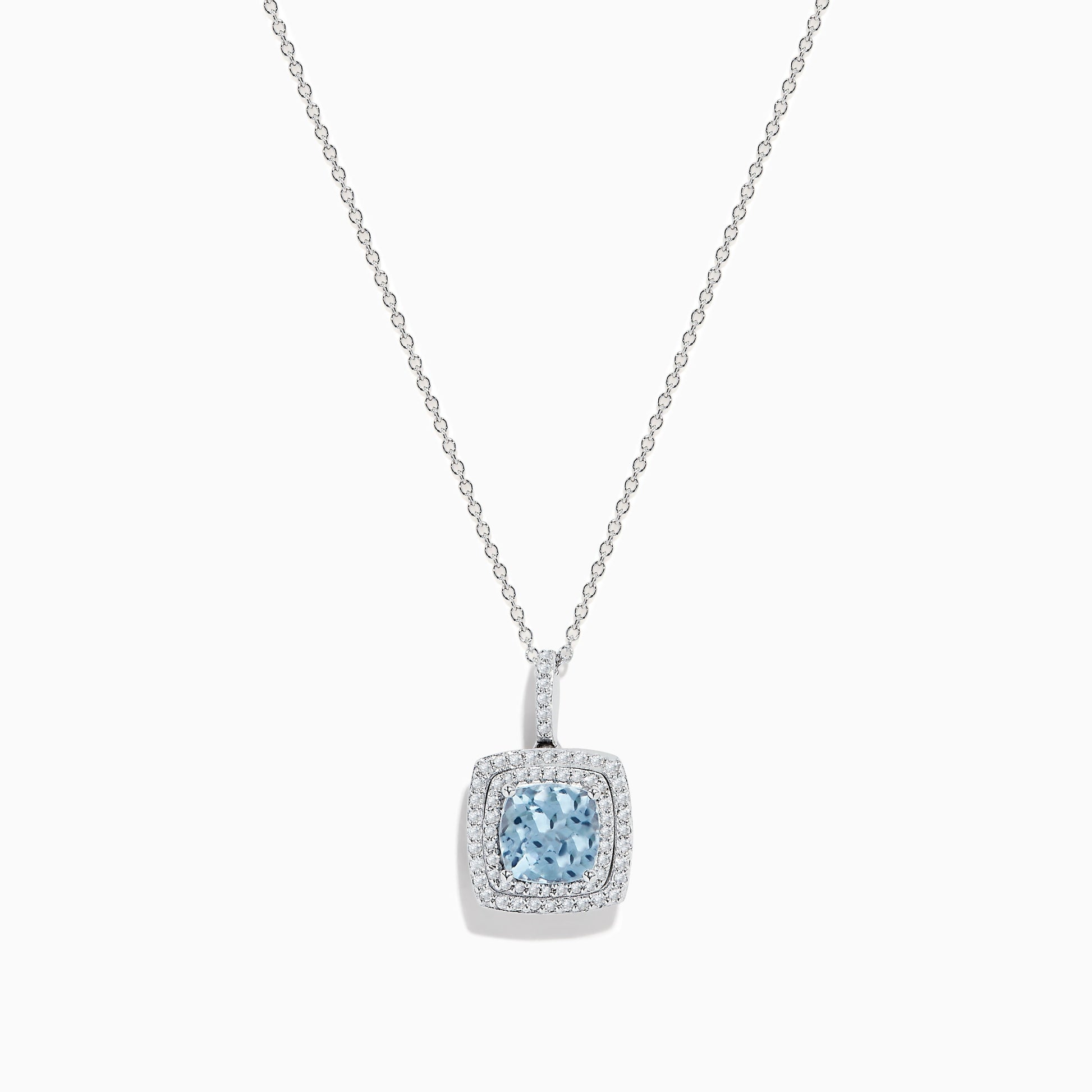 Aquarius 14K White Gold Aquamarine and Diamond Pendant