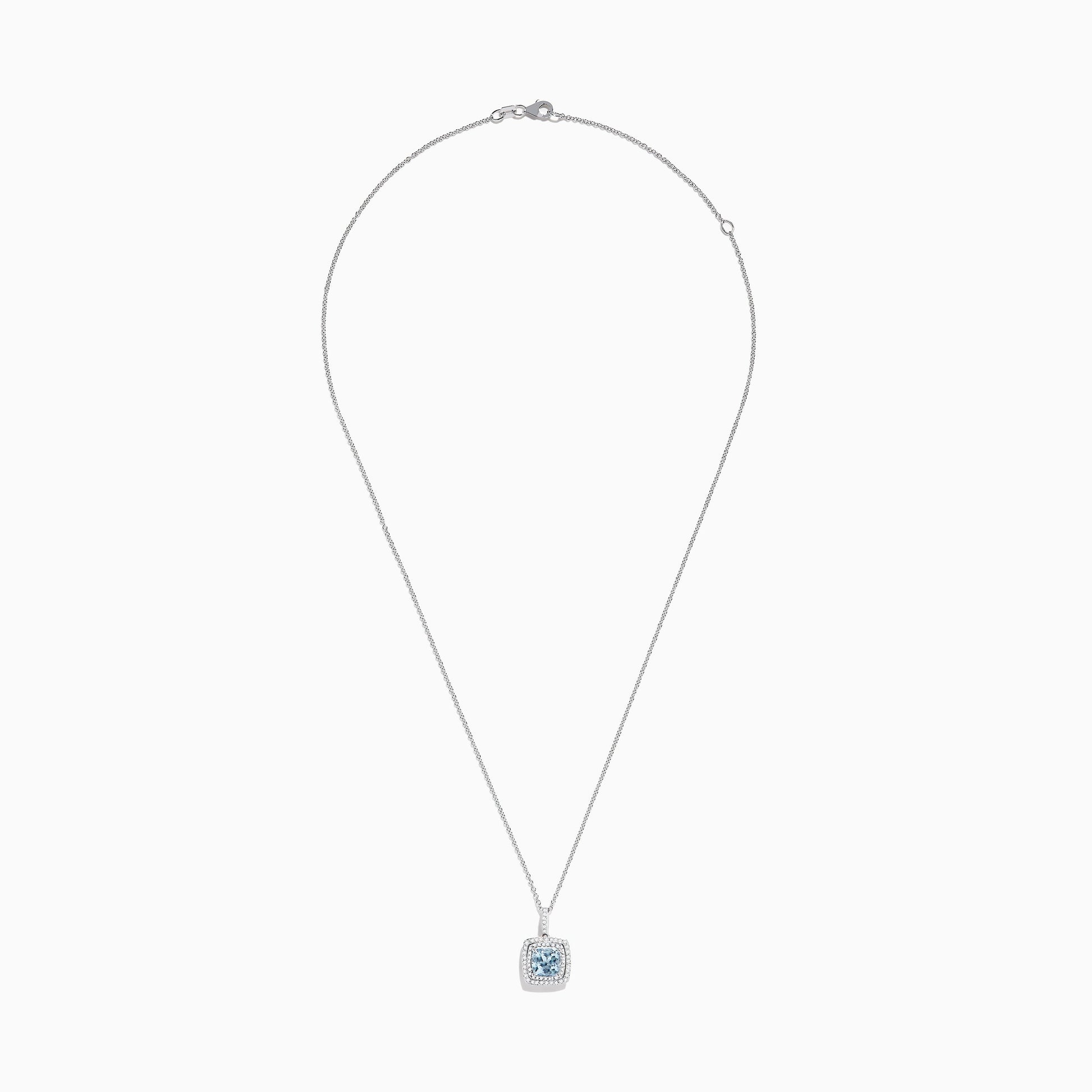 Aquarius 14K White Gold Aquamarine and Diamond Pendant