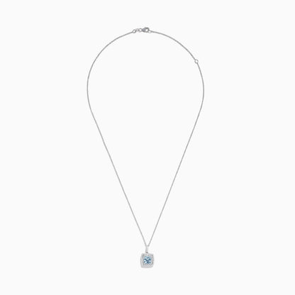 Aquarius 14K White Gold Aquamarine and Diamond Pendant