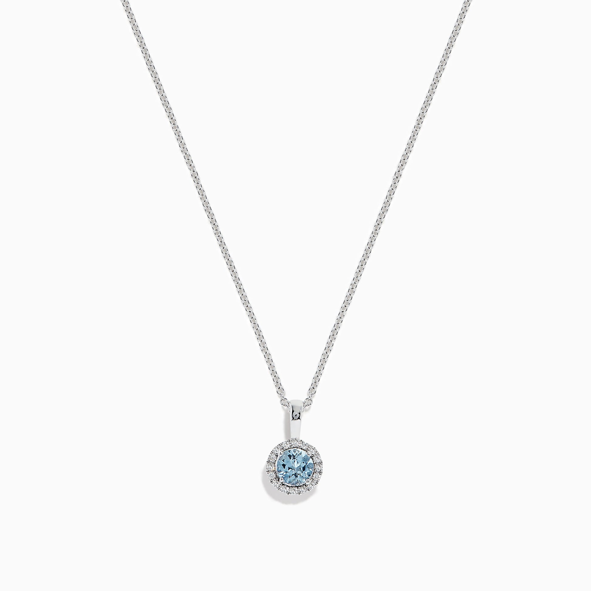 Aquarius 14K White Gold Aquamarine and Diamond Pendant, 0.56 TCW