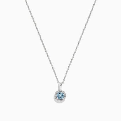 Aquarius 14K White Gold Aquamarine and Diamond Pendant, 0.56 TCW