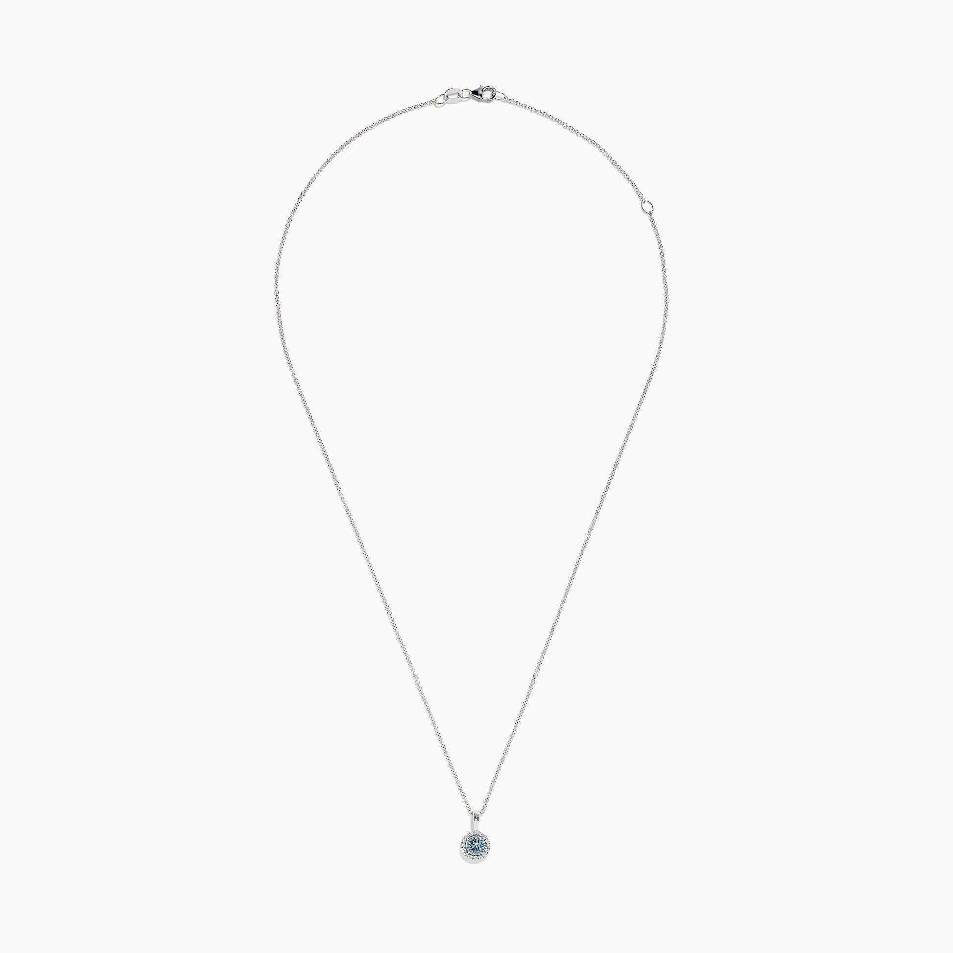 Aquarius 14K White Gold Aquamarine and Diamond Pendant, 0.56 TCW