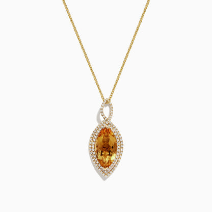 Sunset 14K Yellow Gold Citrine and Diamond Pendant
