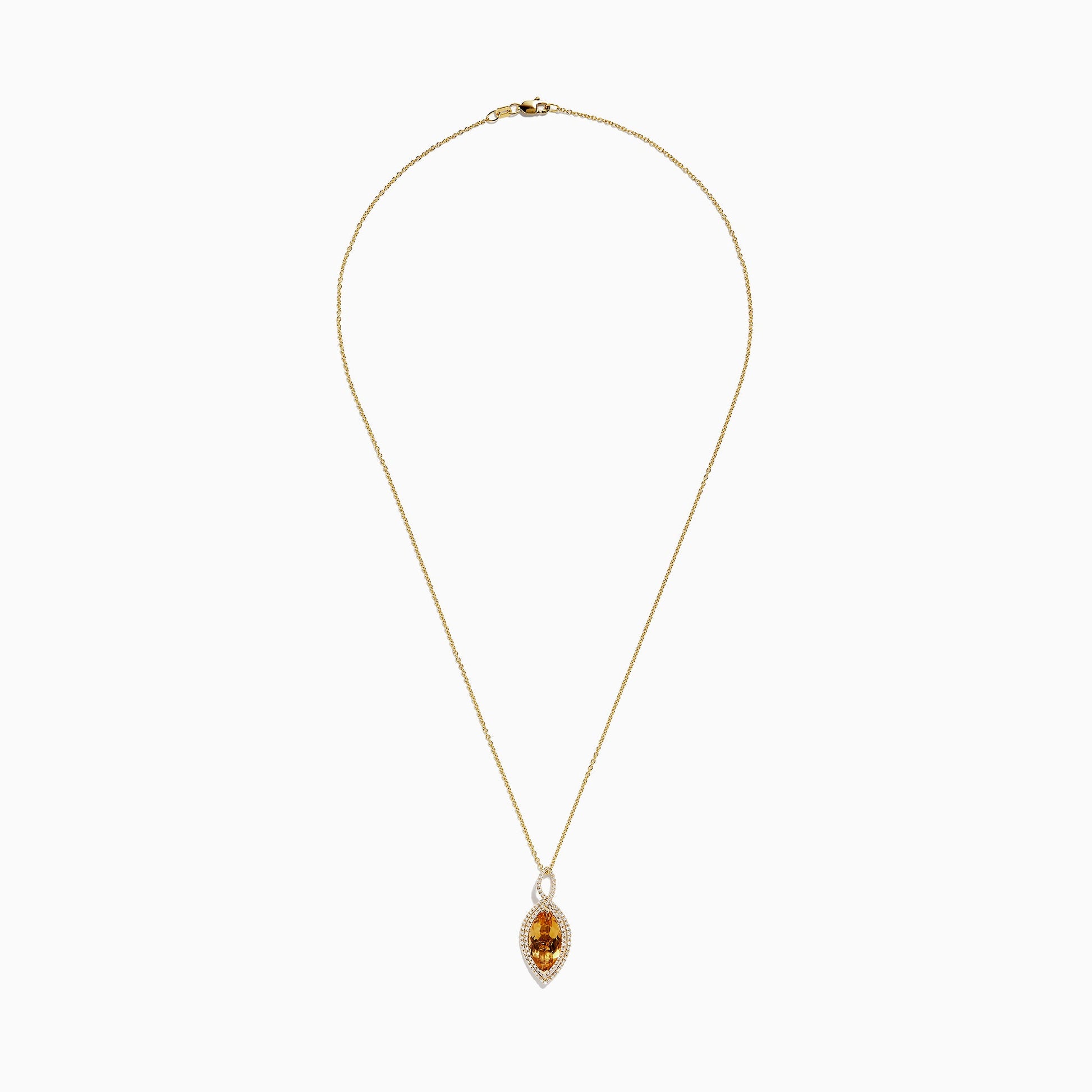 Sunset 14K Yellow Gold Citrine and Diamond Pendant