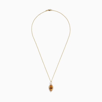 Sunset 14K Yellow Gold Citrine and Diamond Pendant