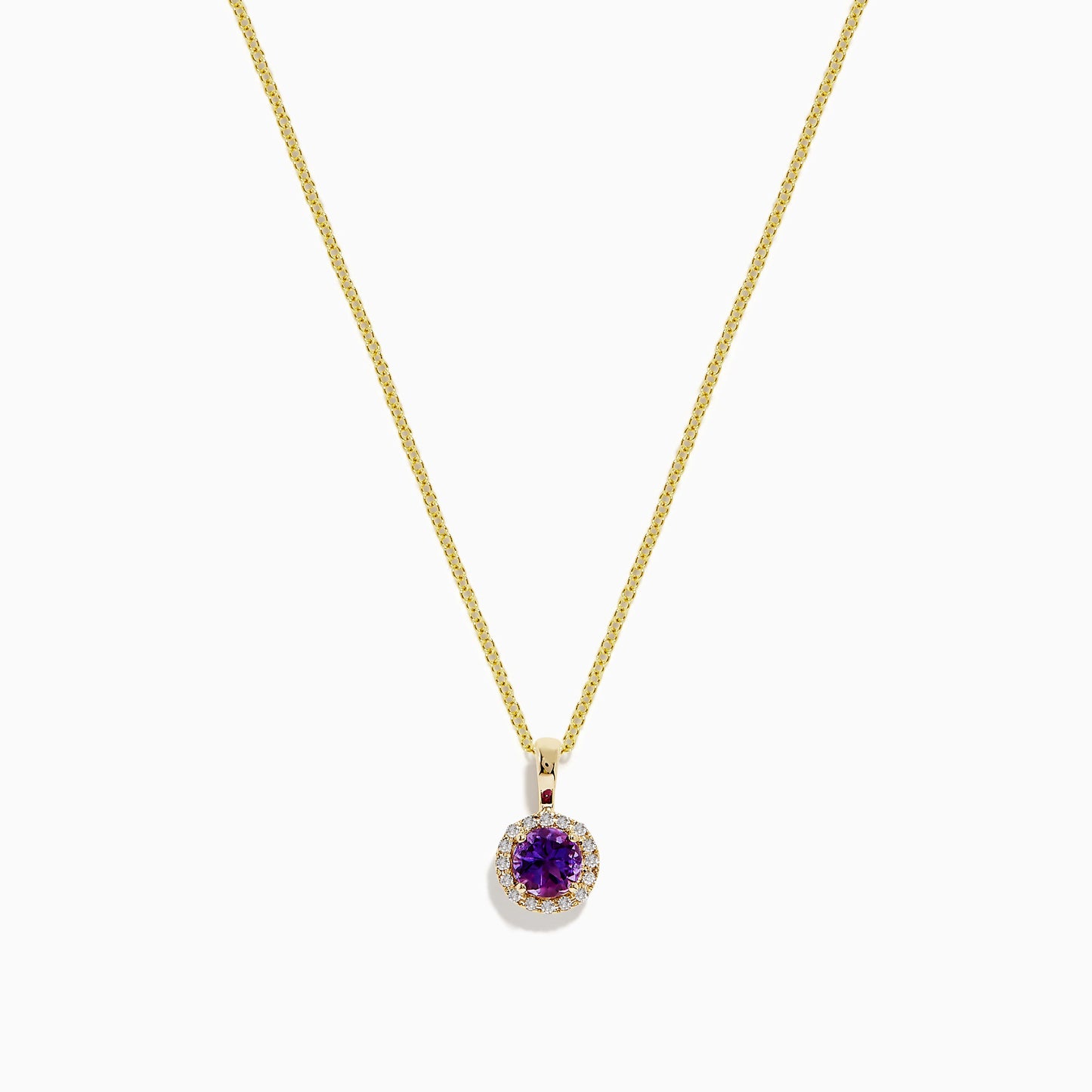 14K Yellow Gold Purple Amethyst and Diamond Pendant, 0.61 TCW