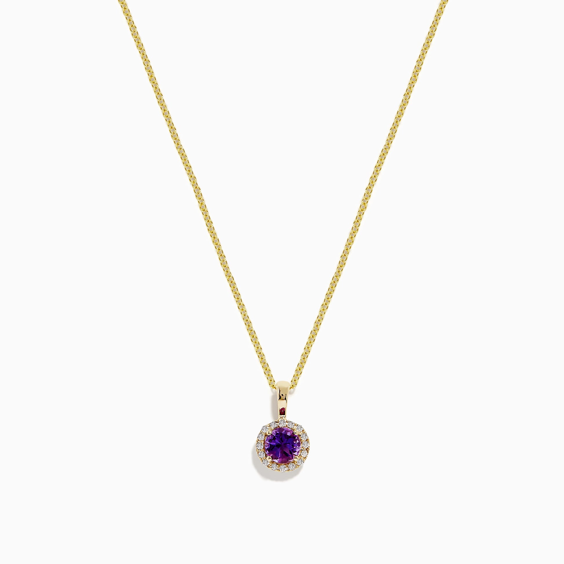 14K Yellow Gold Purple Amethyst and Diamond Pendant, 0.61 TCW