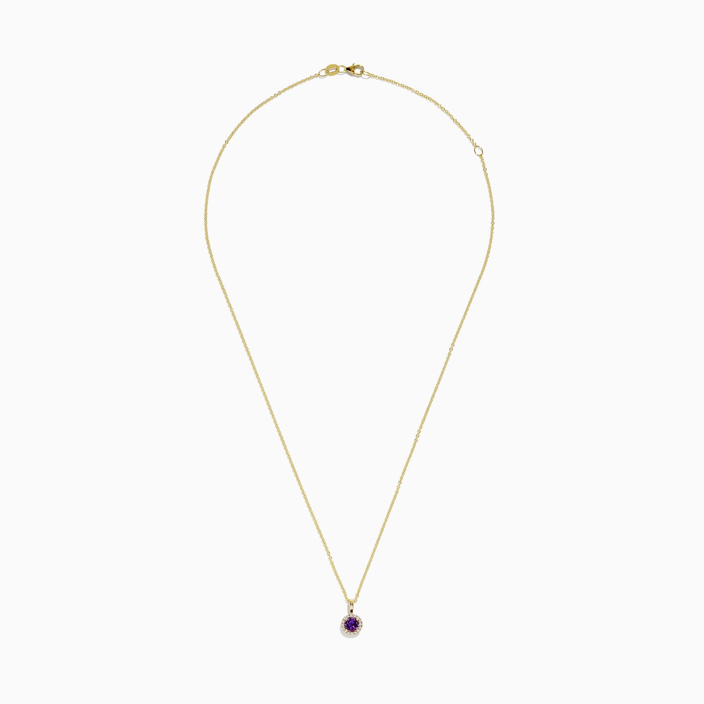 14K Yellow Gold Purple Amethyst and Diamond Pendant, 0.61 TCW
