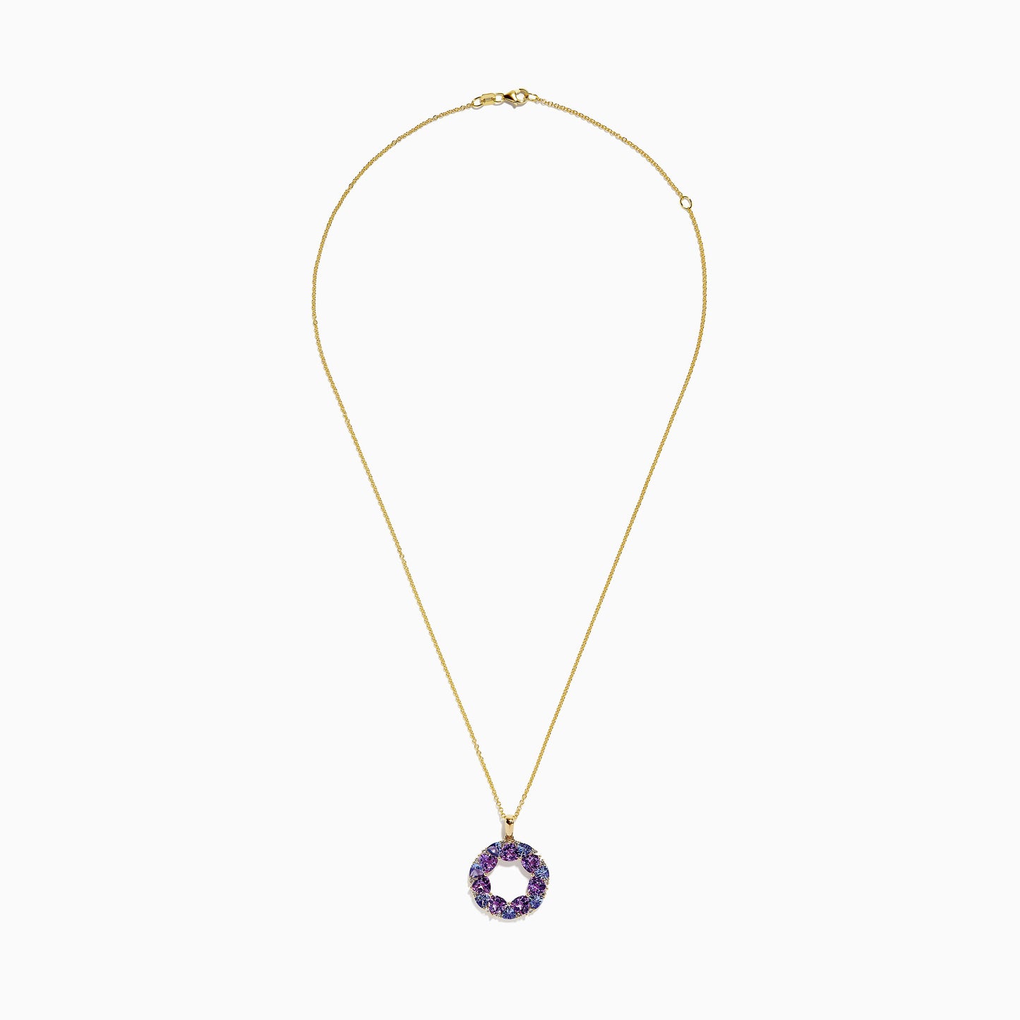 14K Yellow Gold Amethyst, Tanzanite and Diamond Pendant