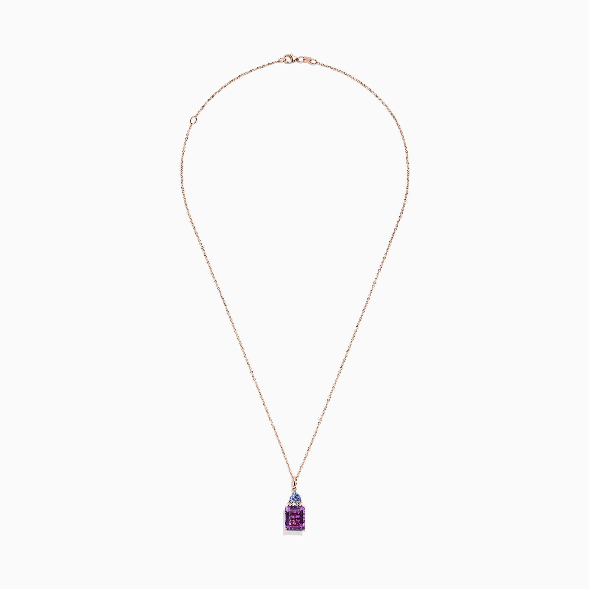 14K Rose Gold Amethyst, Tanzanite and Diamond Pendant, 6.16 TCW