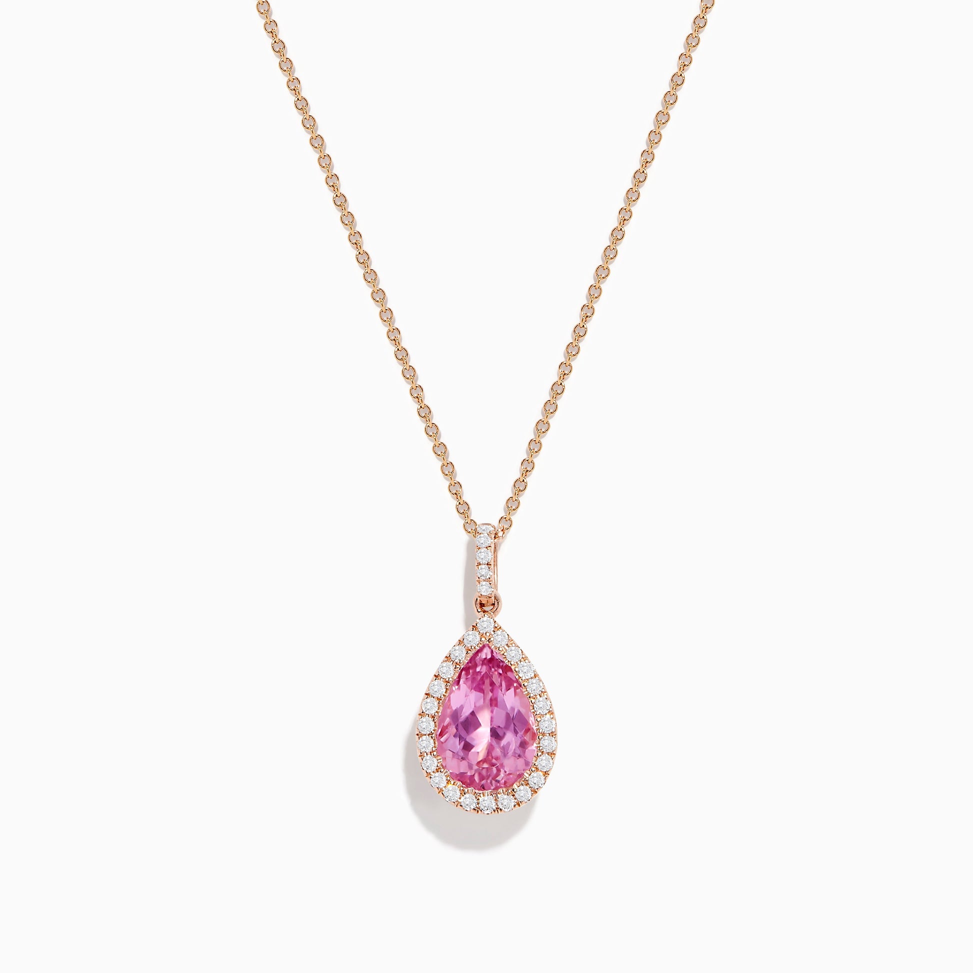 14K Rose Gold Kunzite and Diamond Pendant