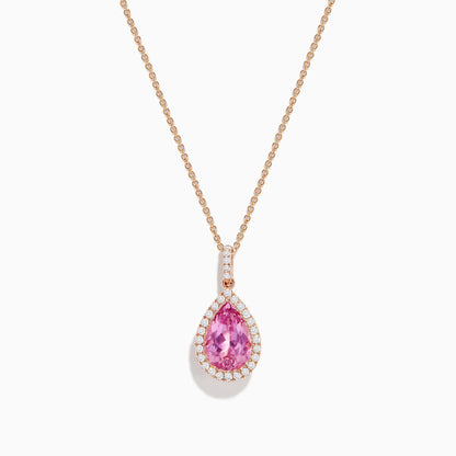14K Rose Gold Kunzite and Diamond Pendant
