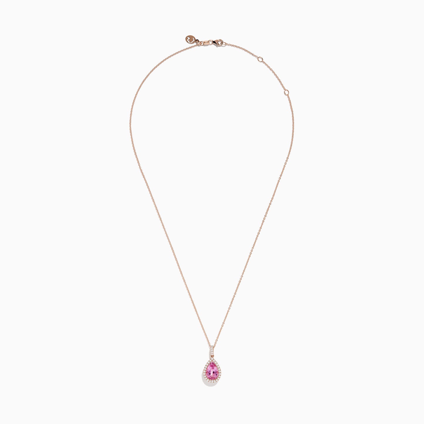 14K Rose Gold Kunzite and Diamond Pendant