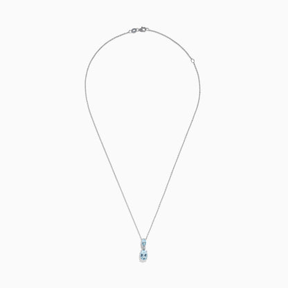 Aquarius 14K White Gold Aquamarine and Diamond Pendant