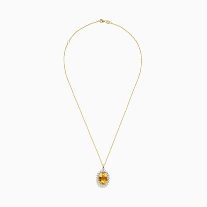 Sunset 14K Yellow Gold Diamond and Citrine Pendant