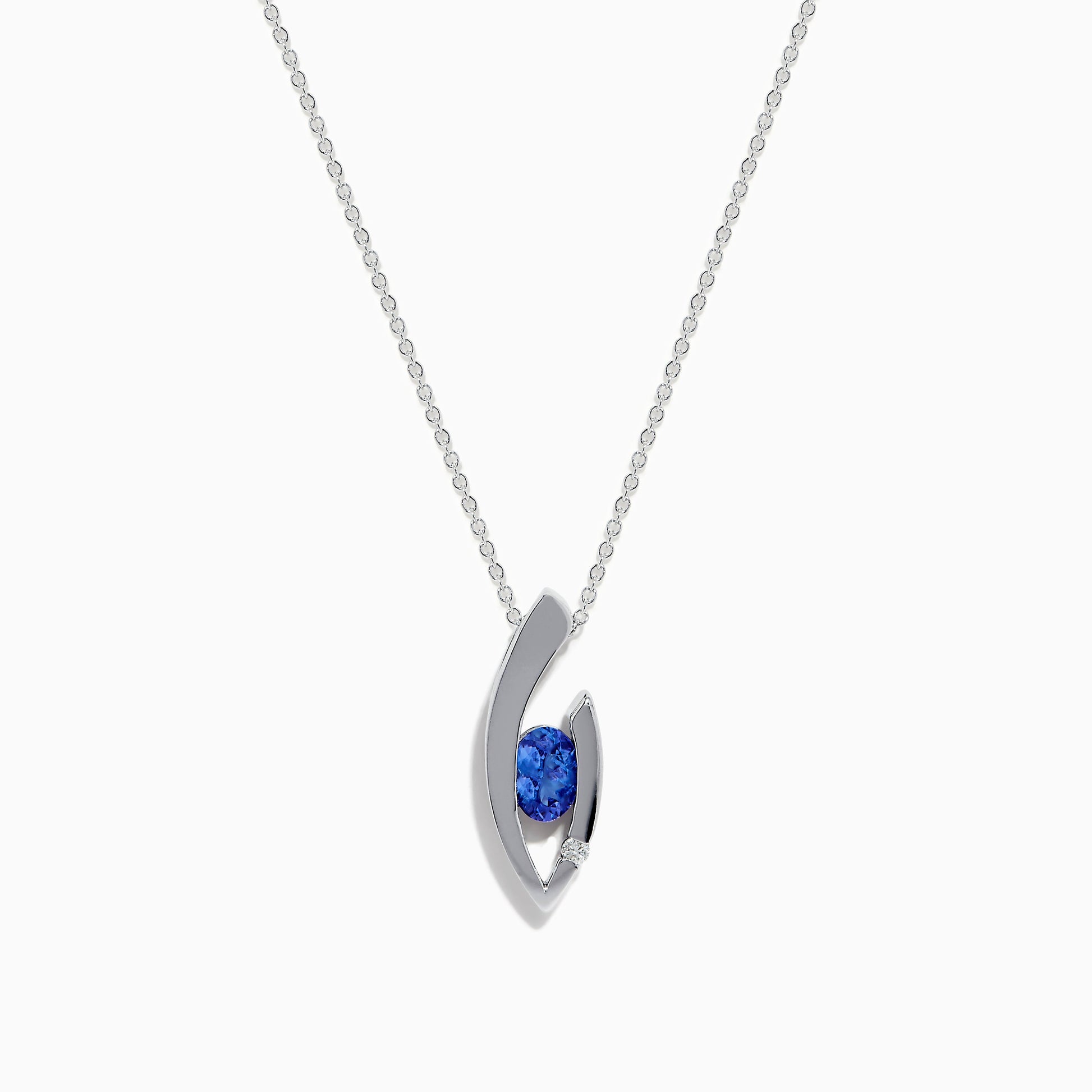 14K White Gold Tanzanite and Diamond Pendant