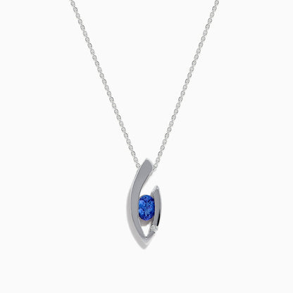 14K White Gold Tanzanite and Diamond Pendant