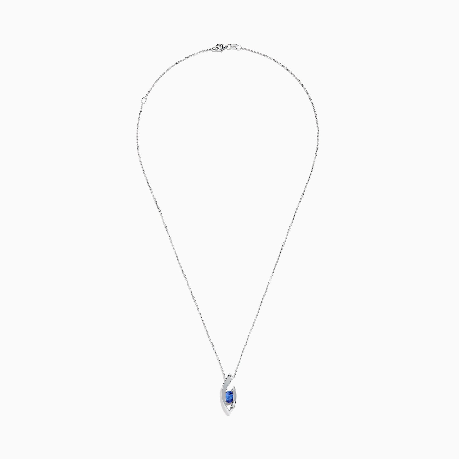 14K White Gold Tanzanite and Diamond Pendant