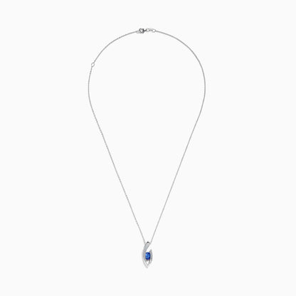 14K White Gold Tanzanite and Diamond Pendant