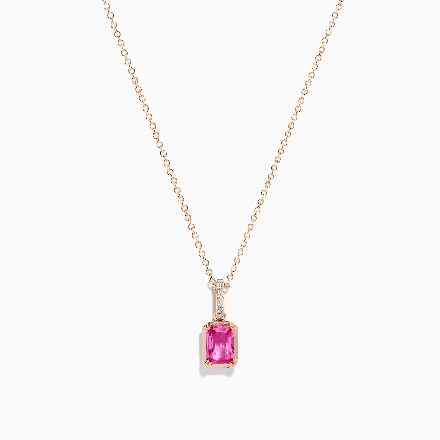 14K Rose Gold Pink Sapphire Solitaire Pendant