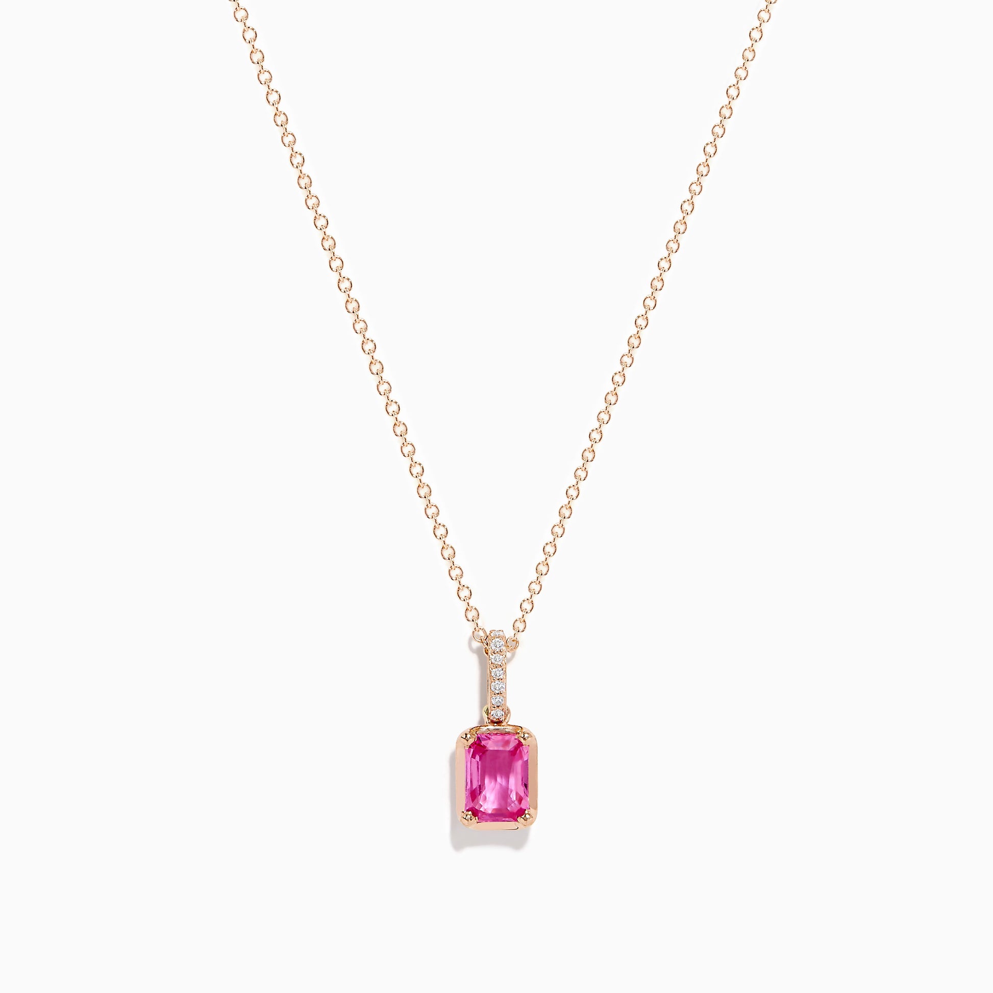 14K Rose Gold Pink Sapphire Solitaire Pendant