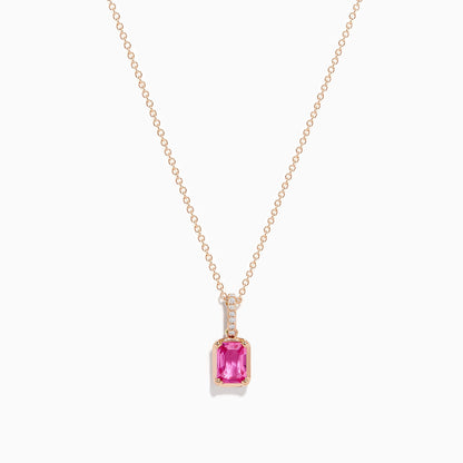 14K Rose Gold Pink Sapphire Solitaire Pendant