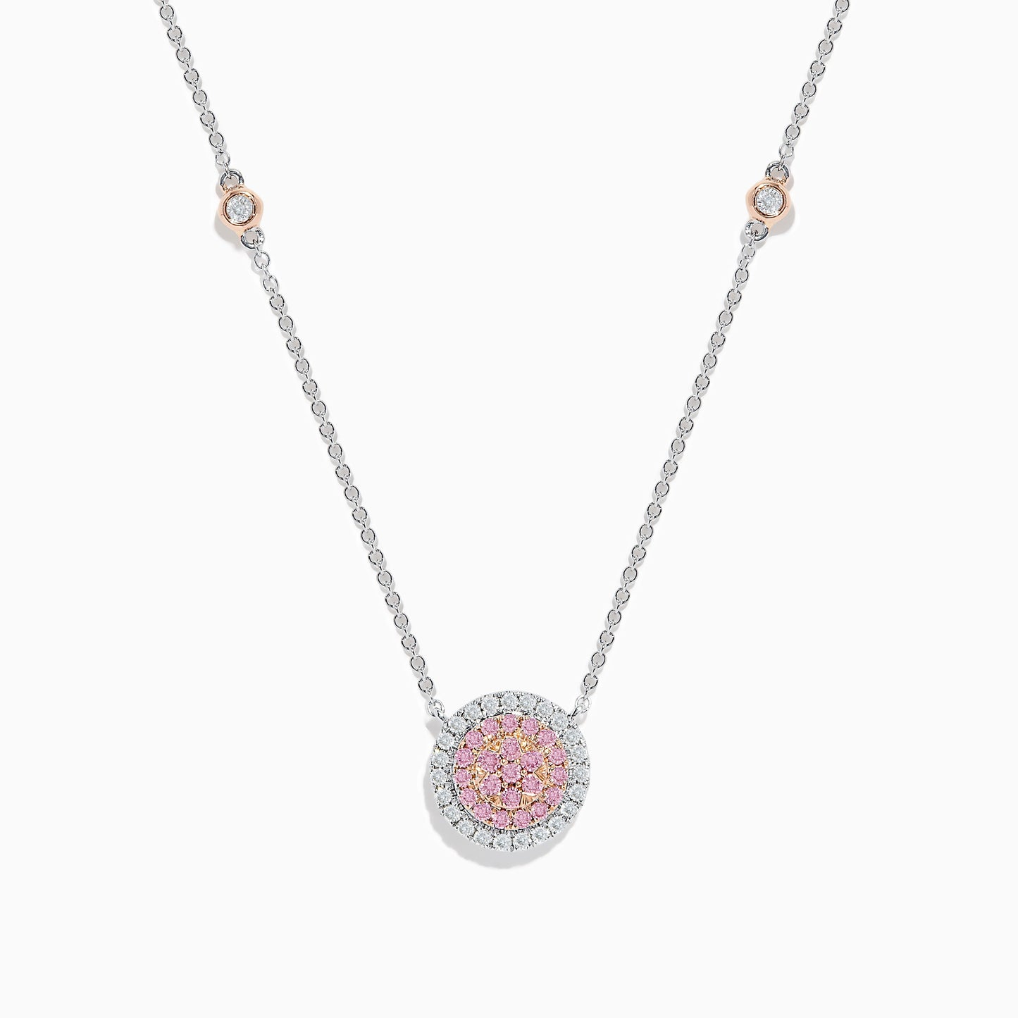 14K Two Tone Gold Pink and White Diamond Necklace