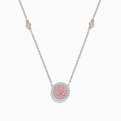 14K Two Tone Gold Pink and White Diamond Necklace