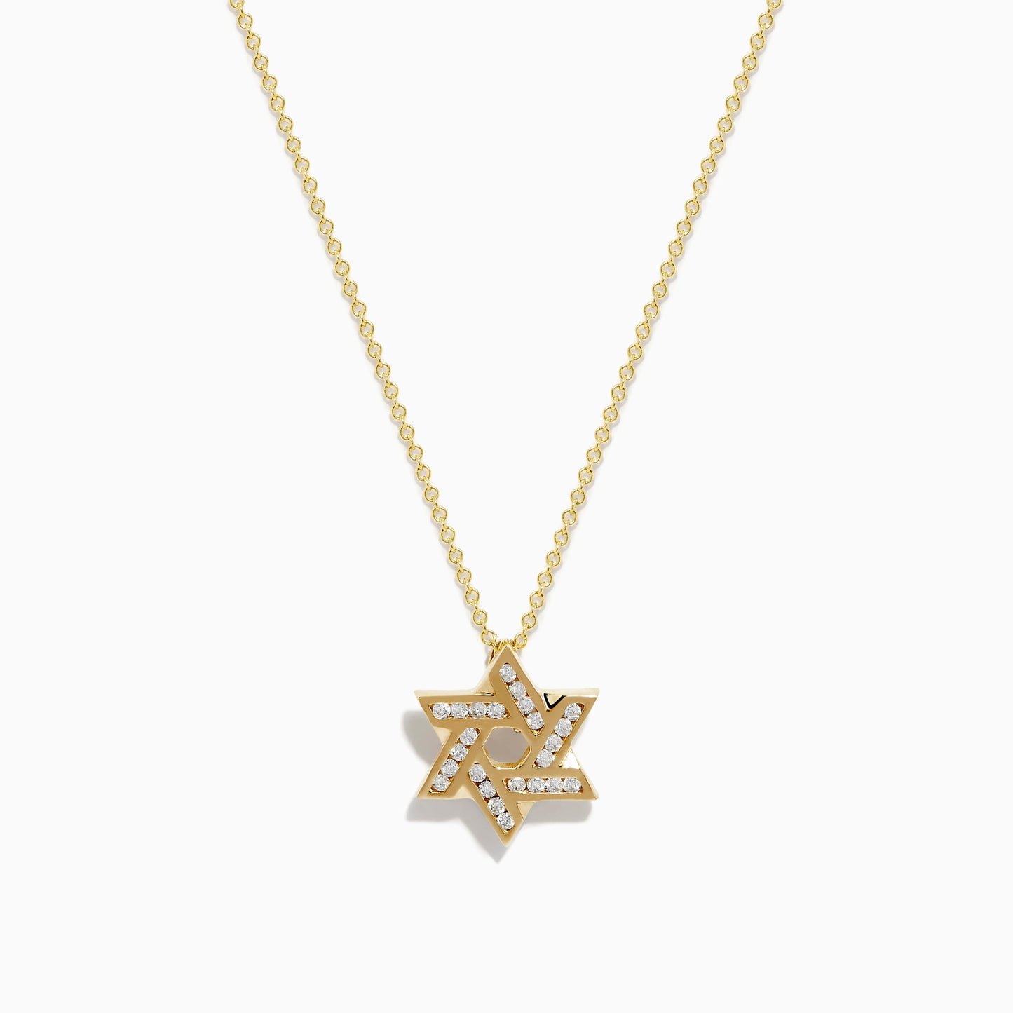 D'oro 14K Yellow Gold Diamond Star of David Pendant