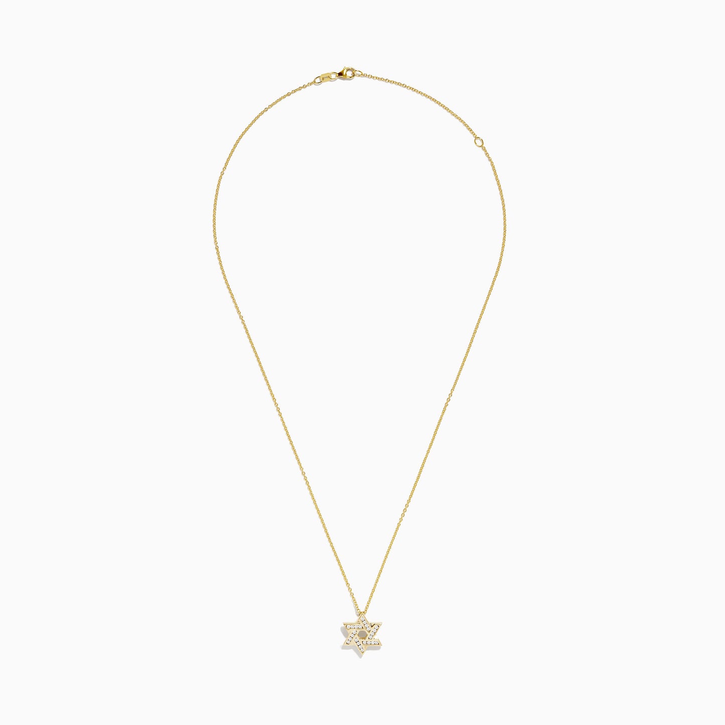 D'oro 14K Yellow Gold Diamond Star of David Pendant