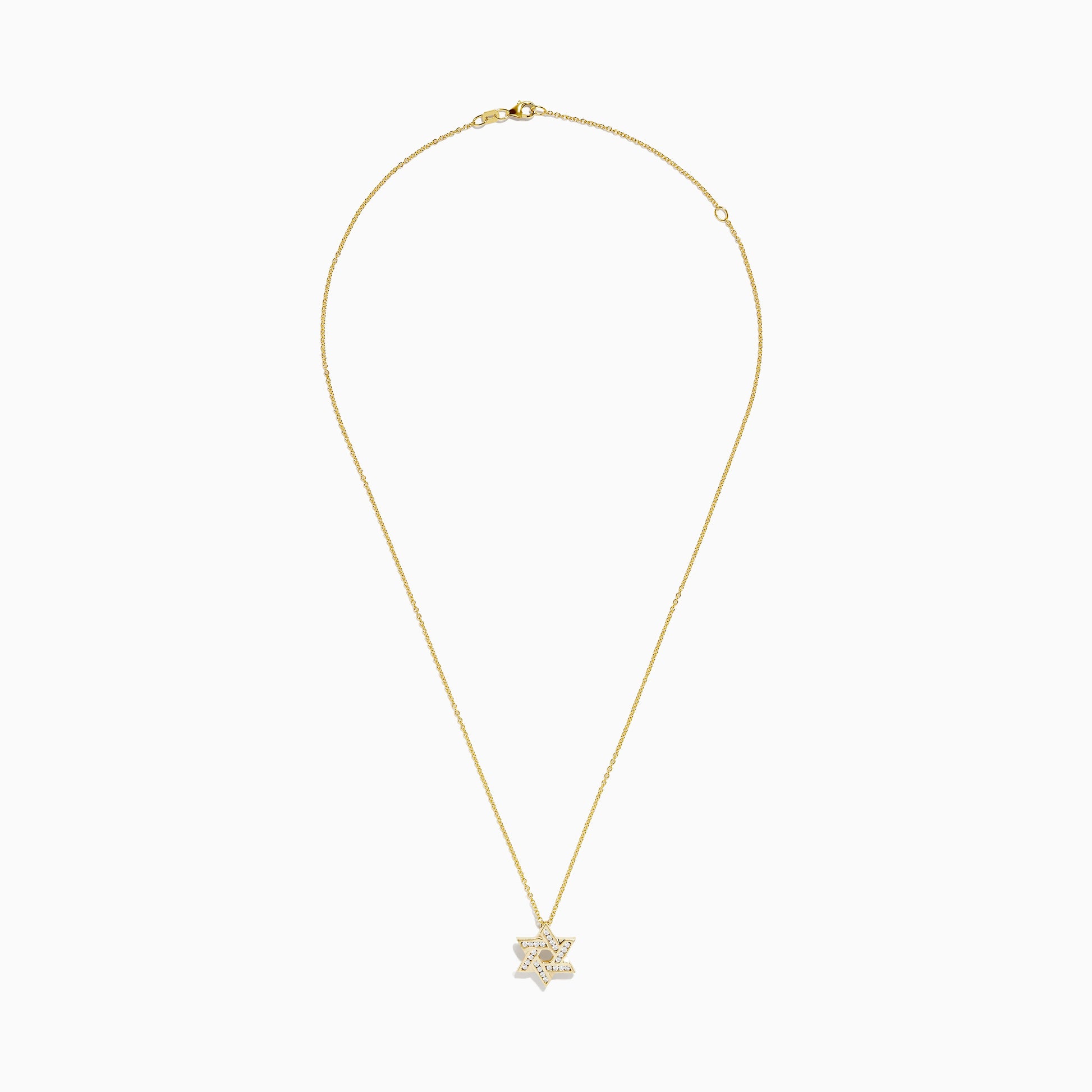 D'oro 14K Yellow Gold Diamond Star of David Pendant