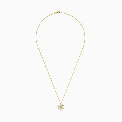 D'oro 14K Yellow Gold Diamond Star of David Pendant