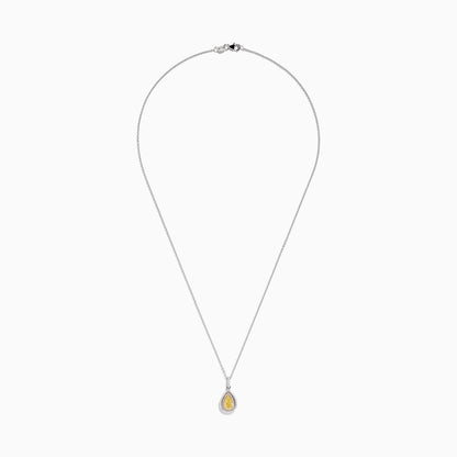 14K Three Tone Gold Pear Shaped Yellow Diamond and Pink Diamond Halo Pendant