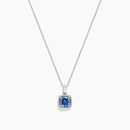14K White Gold Tanzanite and Diamond Pendant, 0.83 TCW