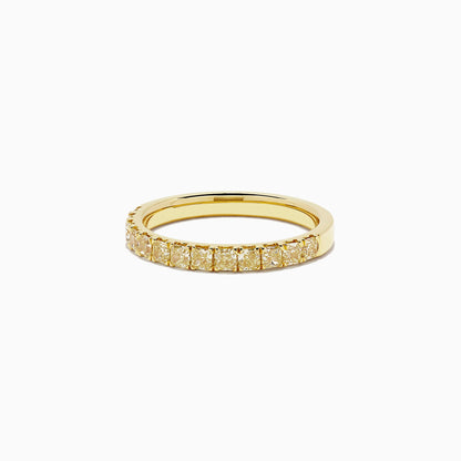 14K Yellow Gold Round Brilliant Yellow Diamond Band, 0.77 TCW