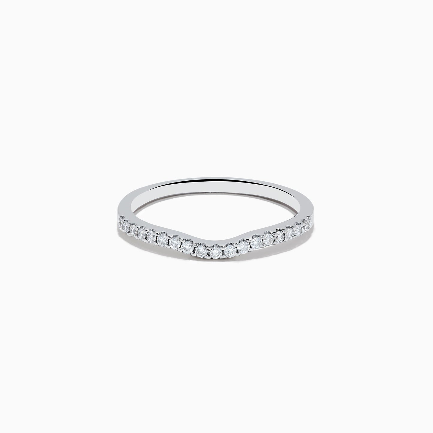 14K White Gold Contoured Diamond Ring