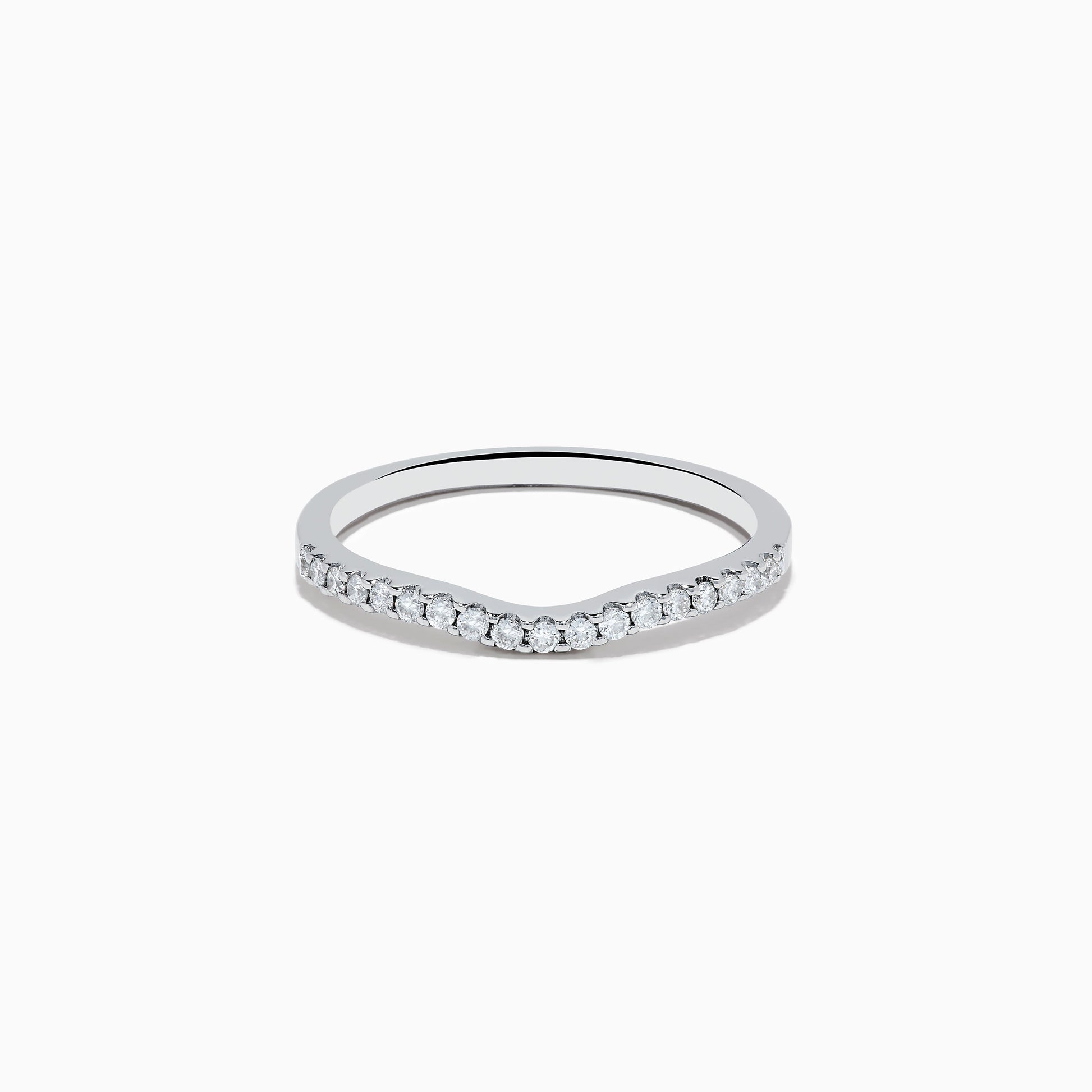 14K White Gold Contoured Diamond Ring