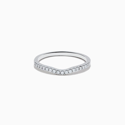 14K White Gold Contoured Diamond Ring