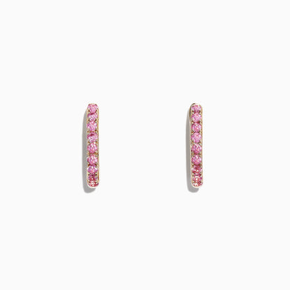 14K solid gold diamond hoop earrings for women with brilliant round-cut diamonds, perfect for luxury everyday wear.