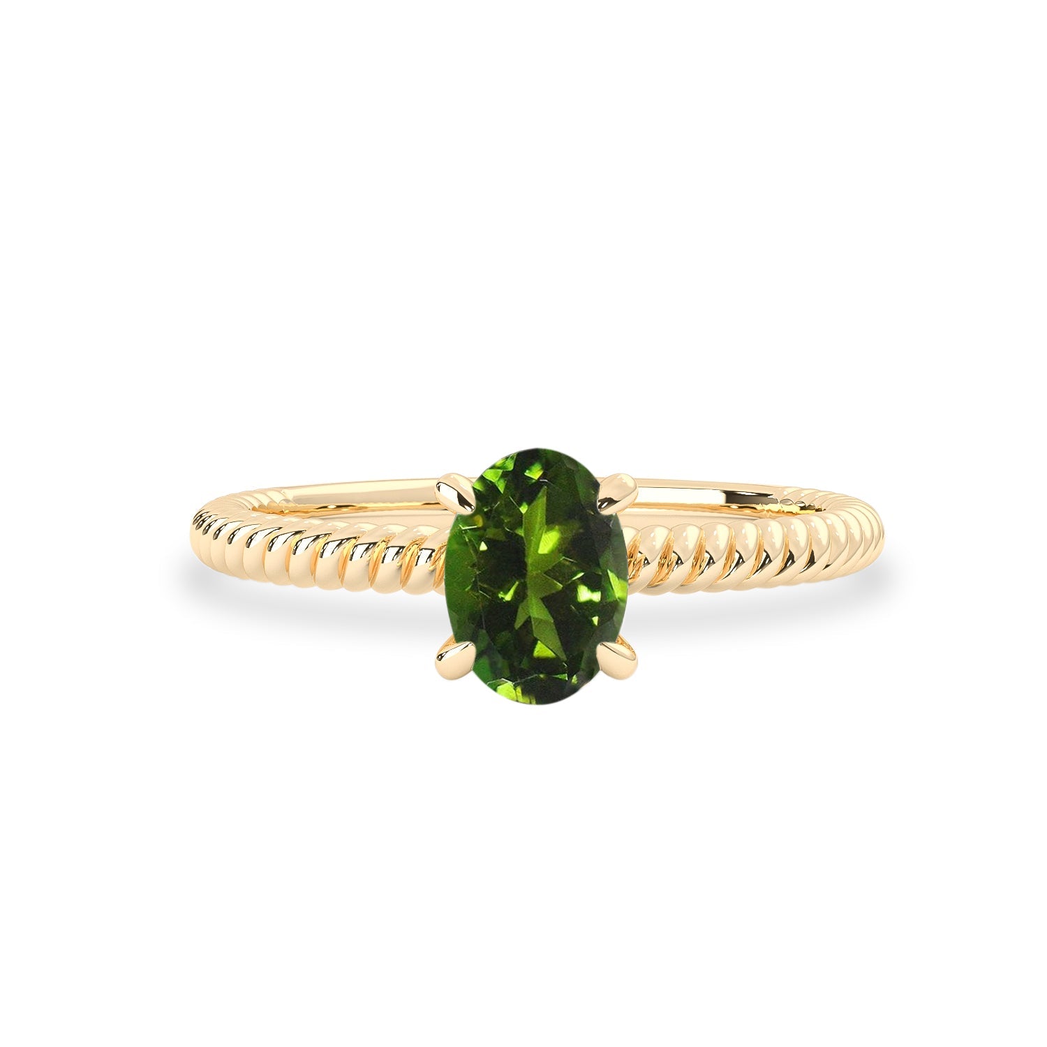 Frost Green Tourmaline Solitaire Engagement Ring, Twist Wire