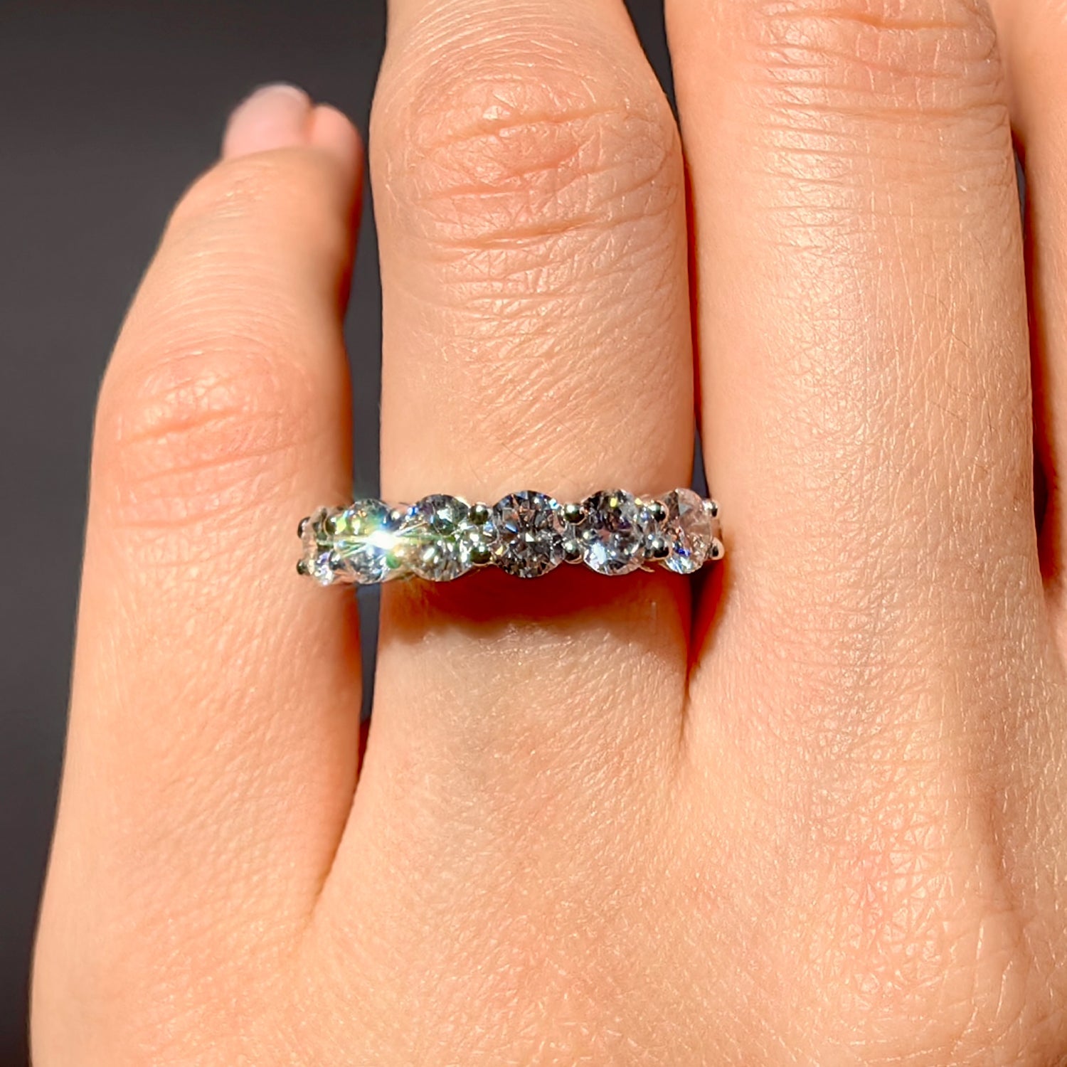 FlexFives Jewels Forever Half Eternity Ring, Moissanite/Lab Grown Diamond