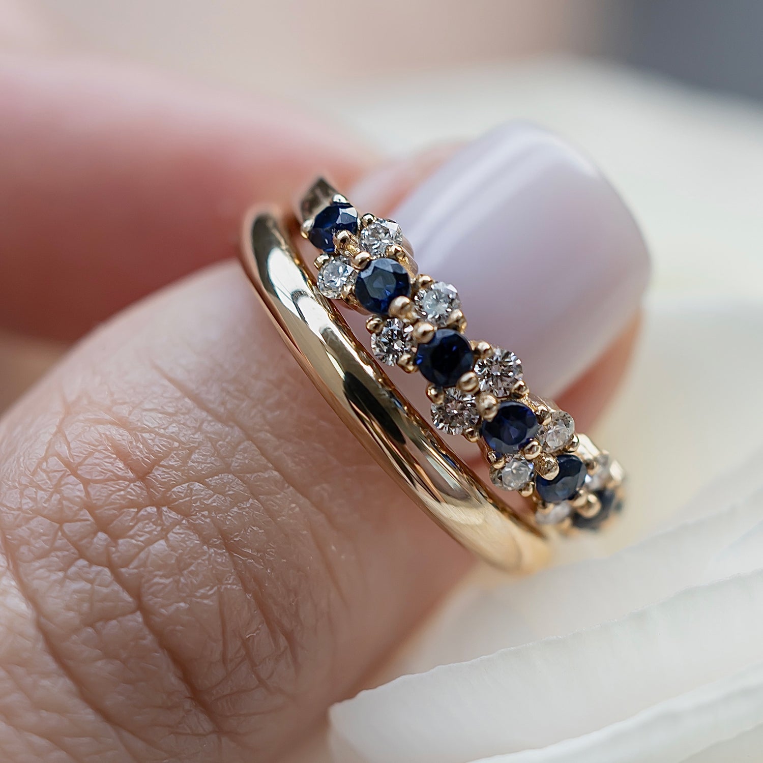 Sapphire Hemera Eternity Ring, Natural Sapphire & Diamond