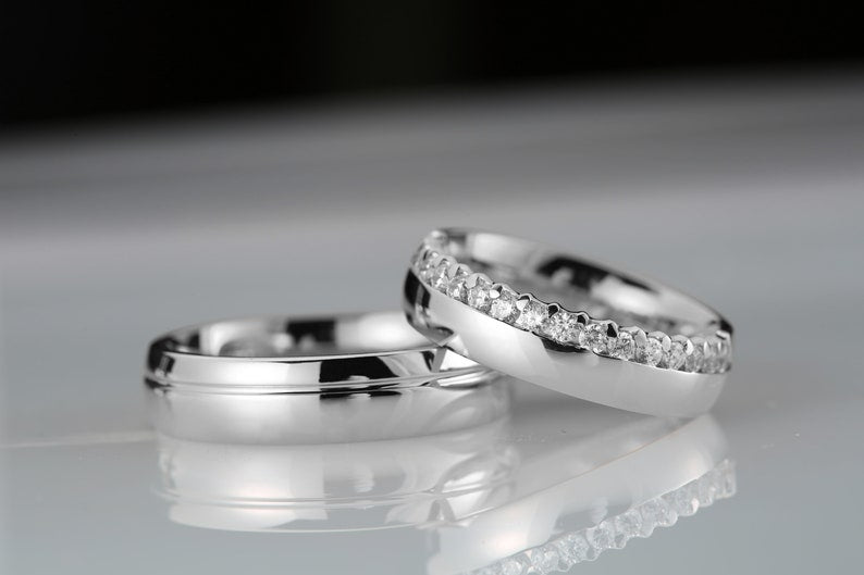 Silver Wedding Band Set