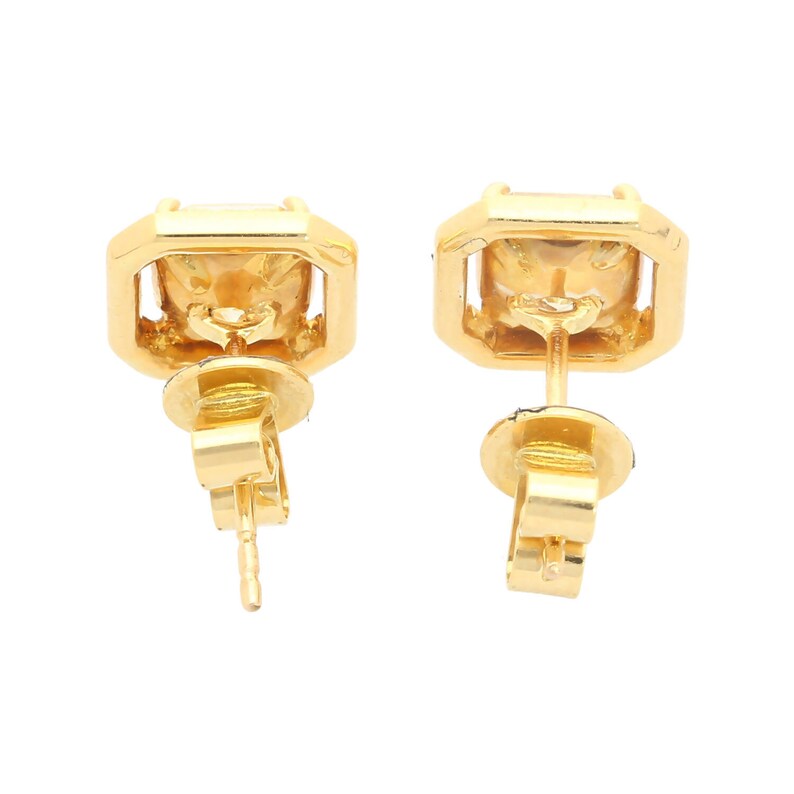 Fancy Yellow Diamond Radiant Cut Stud Earrings