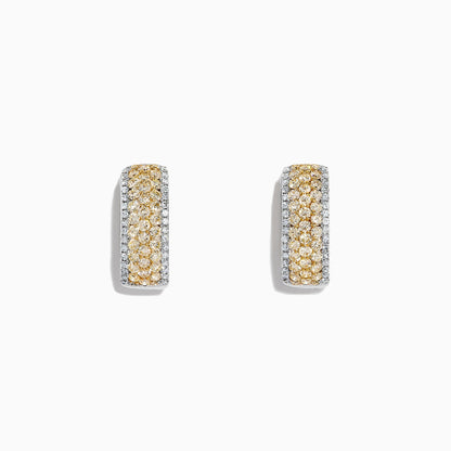 14K solid gold diamond hoop earrings for women with brilliant round-cut diamonds, perfect for luxury everyday wear.
